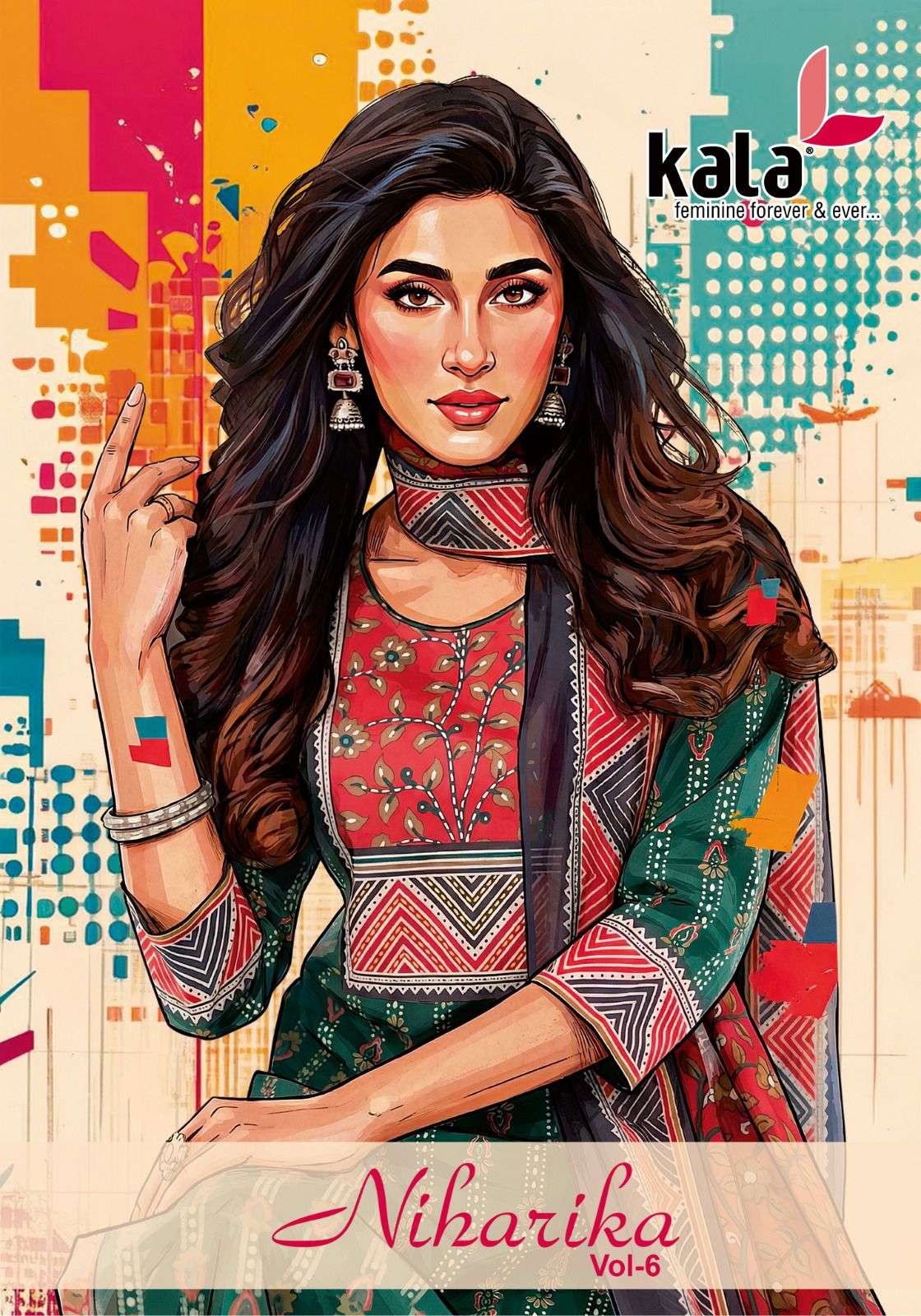 KALA NIHARIKA VOL-6 9201 TO 9208 SERIES PREMIUM COTTON PRINTED SUITS-00015
