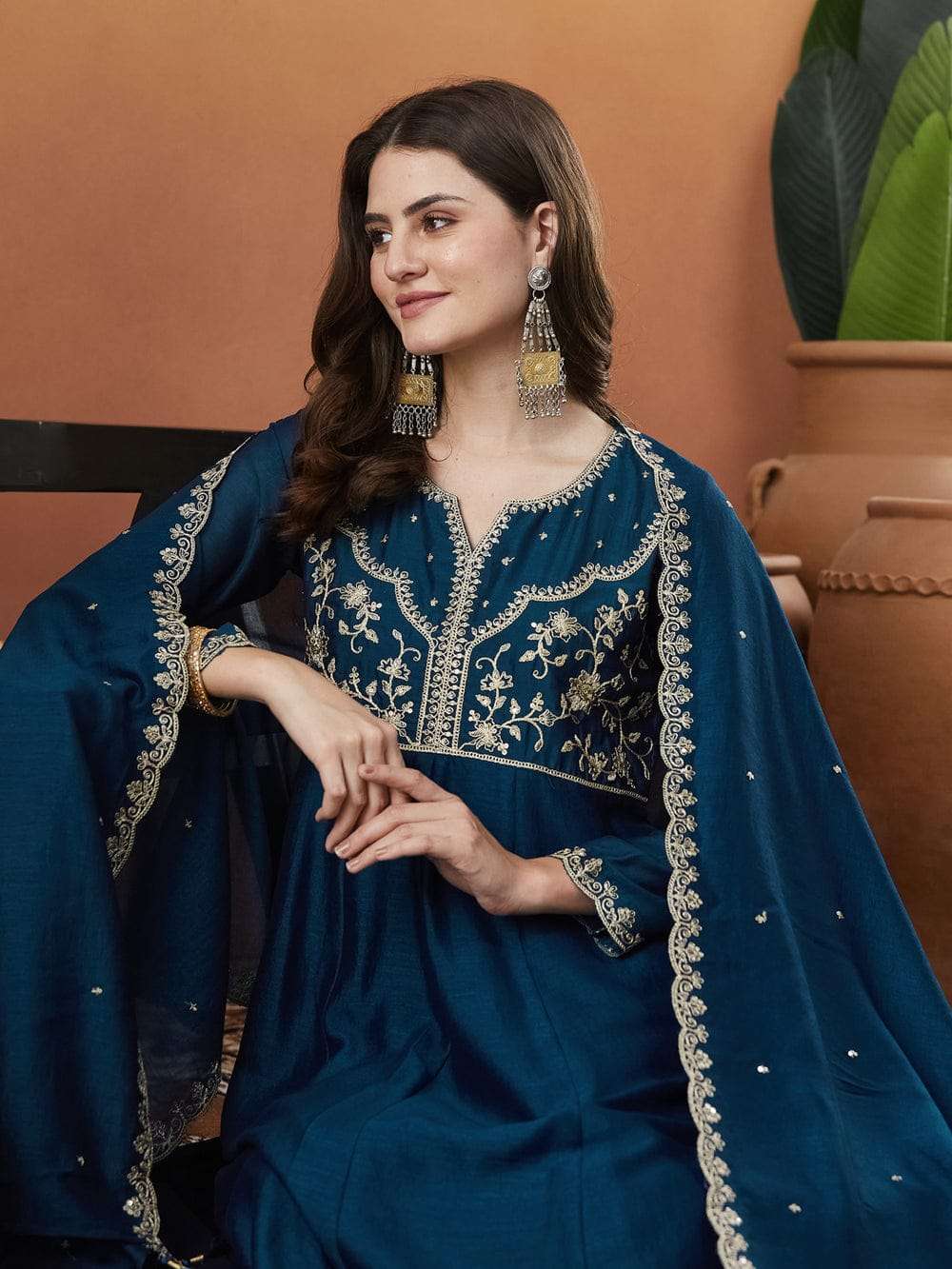 KANIKA BY ASLIWHOLESALE VICHITRA SILK EMBROIDERY ANARKALI SUITS - 00264