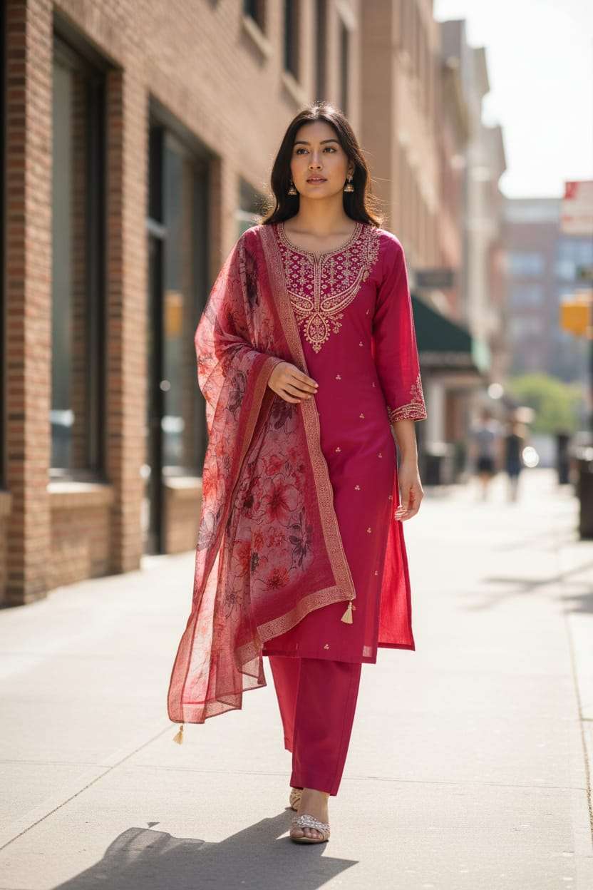 KAVYA BY ASLIWHOLESALE VISCOSE CHANDERI EMBROIDERY DRESSES-00264
