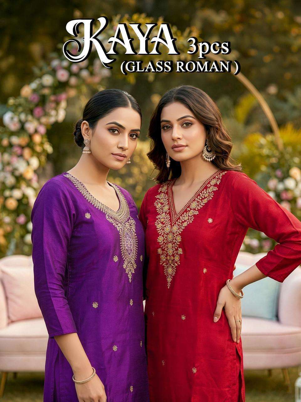 KAYA BY ASLIWHOLESALE GLASS ROMAN SILK EMBRIDERY STITCHED DRESSES-00320