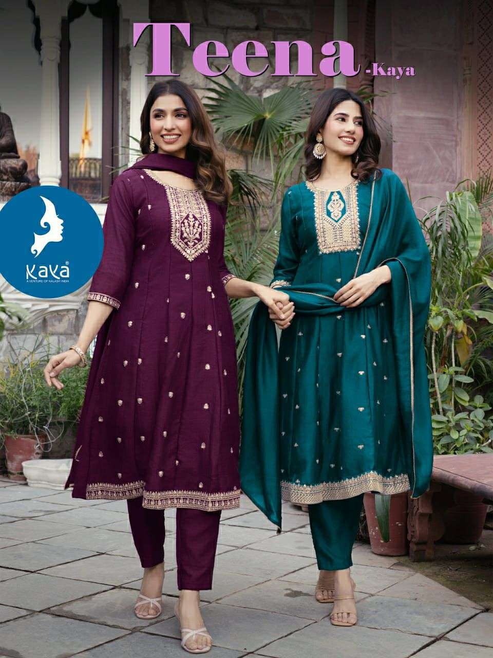 KAYA TEENA 01 TO 06 SERIES PURE VICHITRA SILK EMBROIDERY DRESSES-00014