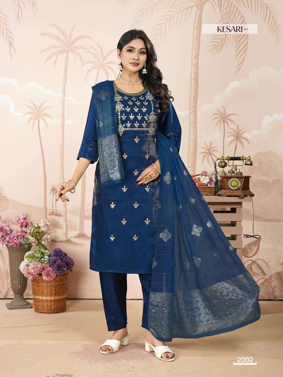KESARI BY ASLIWHOLESALE 2001 TO 2008 SERIES ROMAN SILK PUNJABI SUITS SET-00320