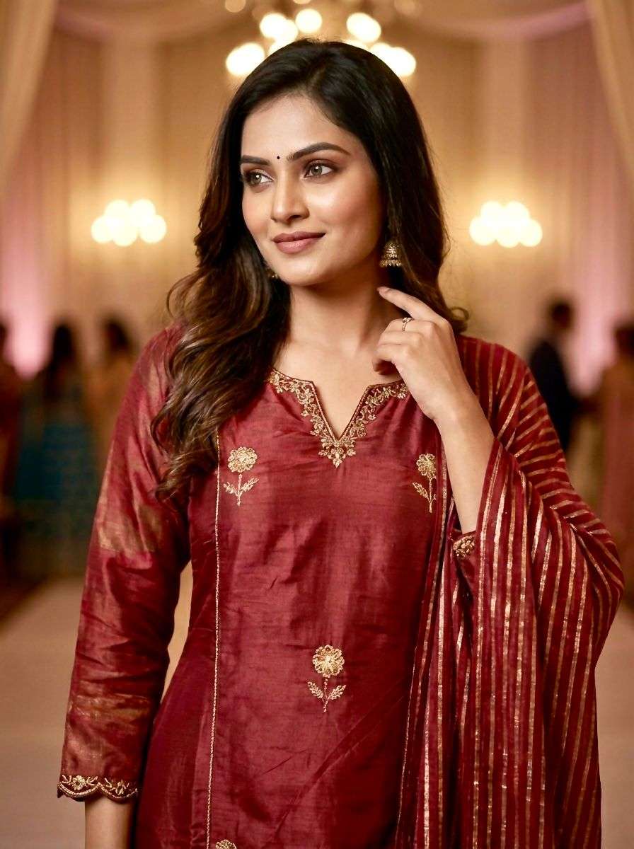 KF-4100 BY ASLIWHOLESALE SIMAR SILK EMBROIDERY STITCHED DRESSES-00096