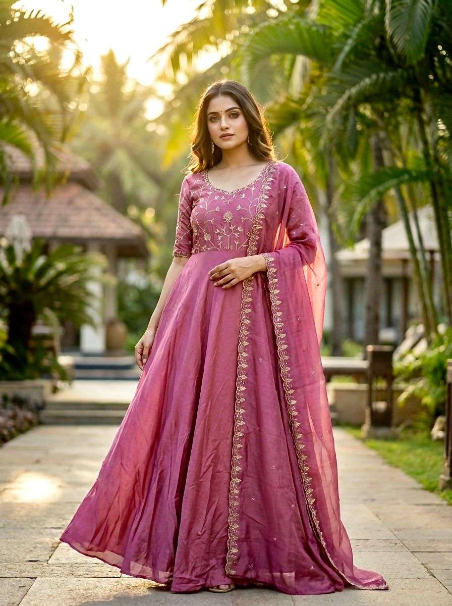 KF-5038 BY ASLIWHOLESALE VICHITRA EMBROIDERY ANARKALI STITCHED DRESS-00096