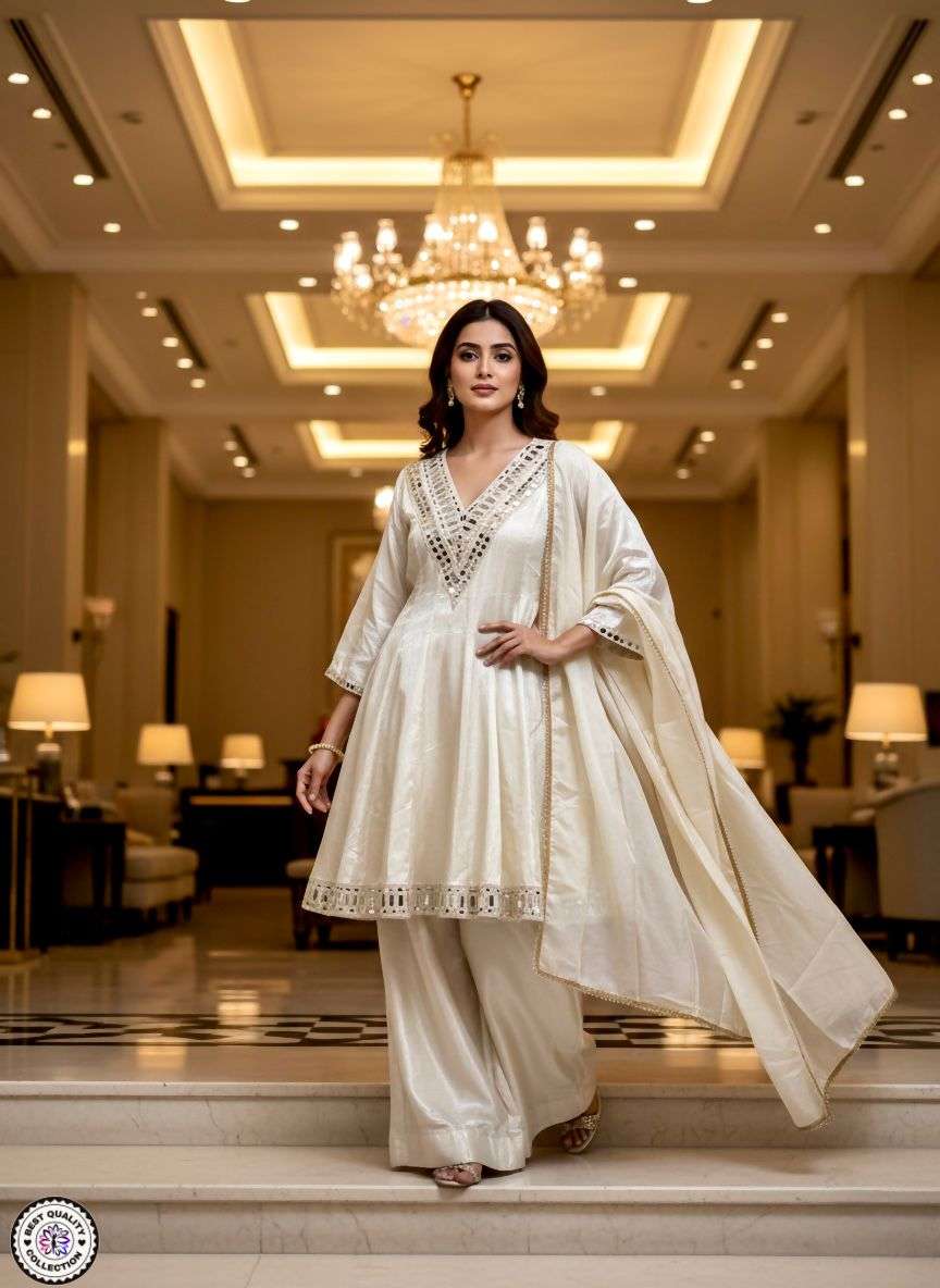 KF-5040 BY ASLIWHOLESALE CHINON STITCHED MIRROR WORK SUITS-00096