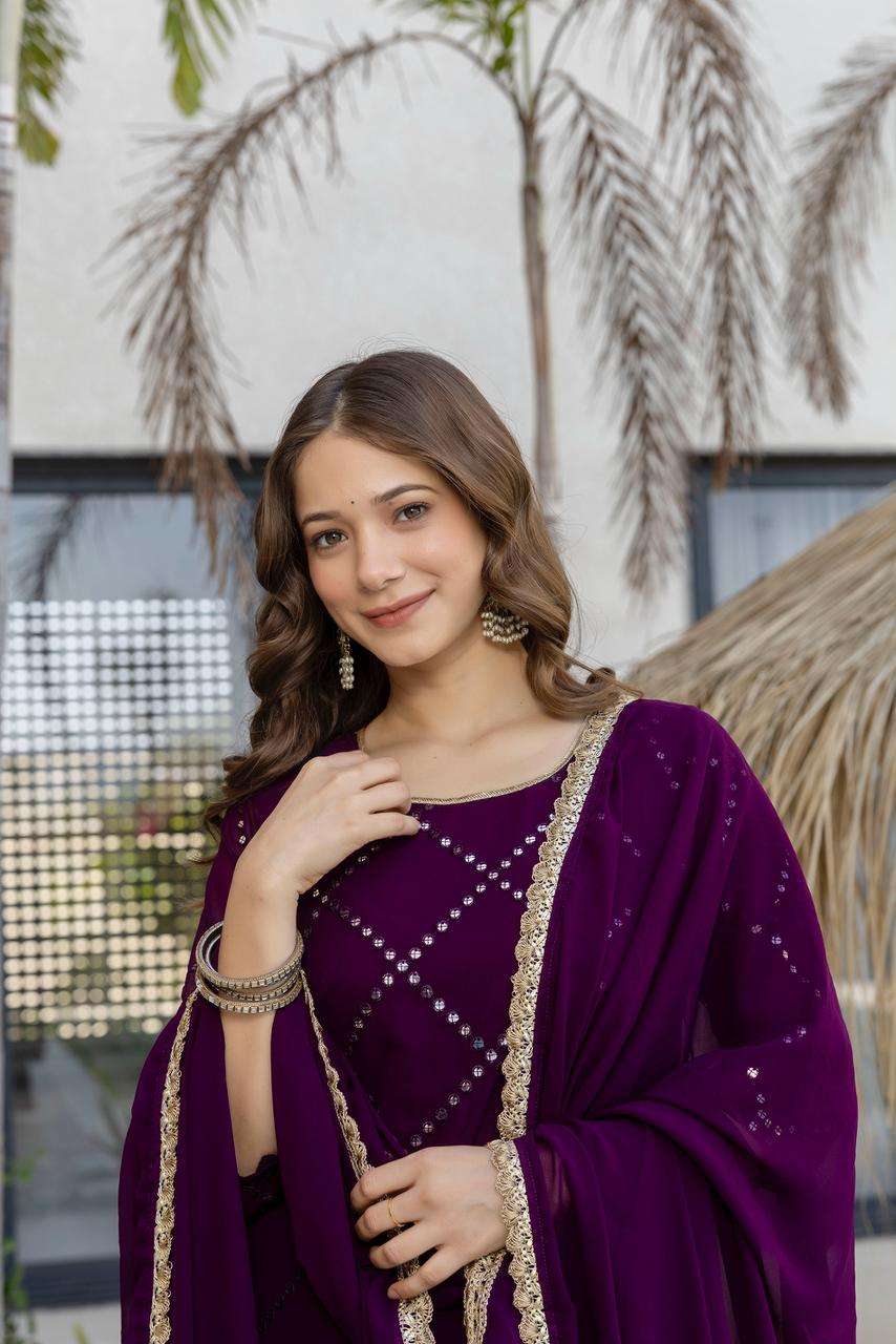 KF-5133 BY ASLIWHOLESALE FAUX GEORGETTE DRESS MATERIAL WITH EMBROIDERY - 00096