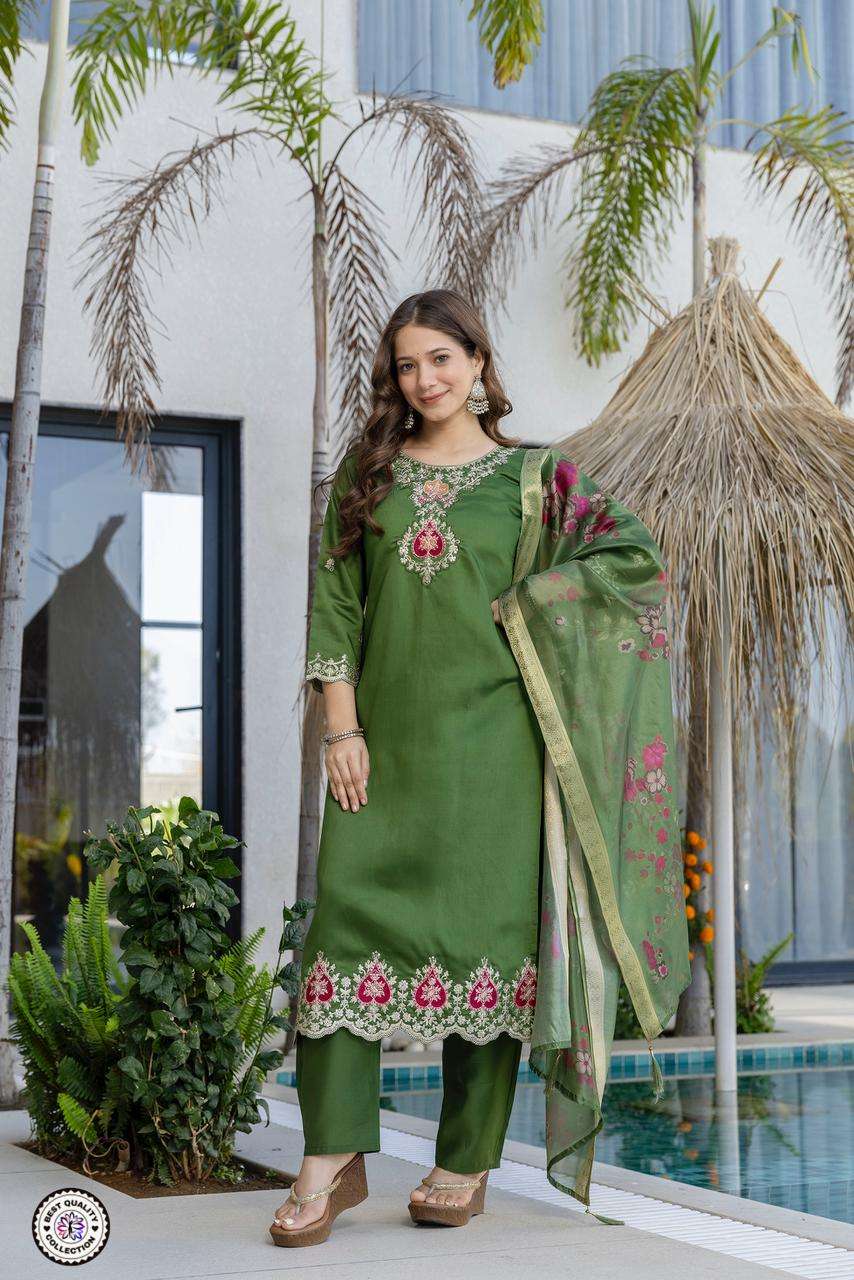 KF-5134 BY ASLIWHOLESALE CHANDERI EMRBOIDERY STITCHED DRESSES-00096