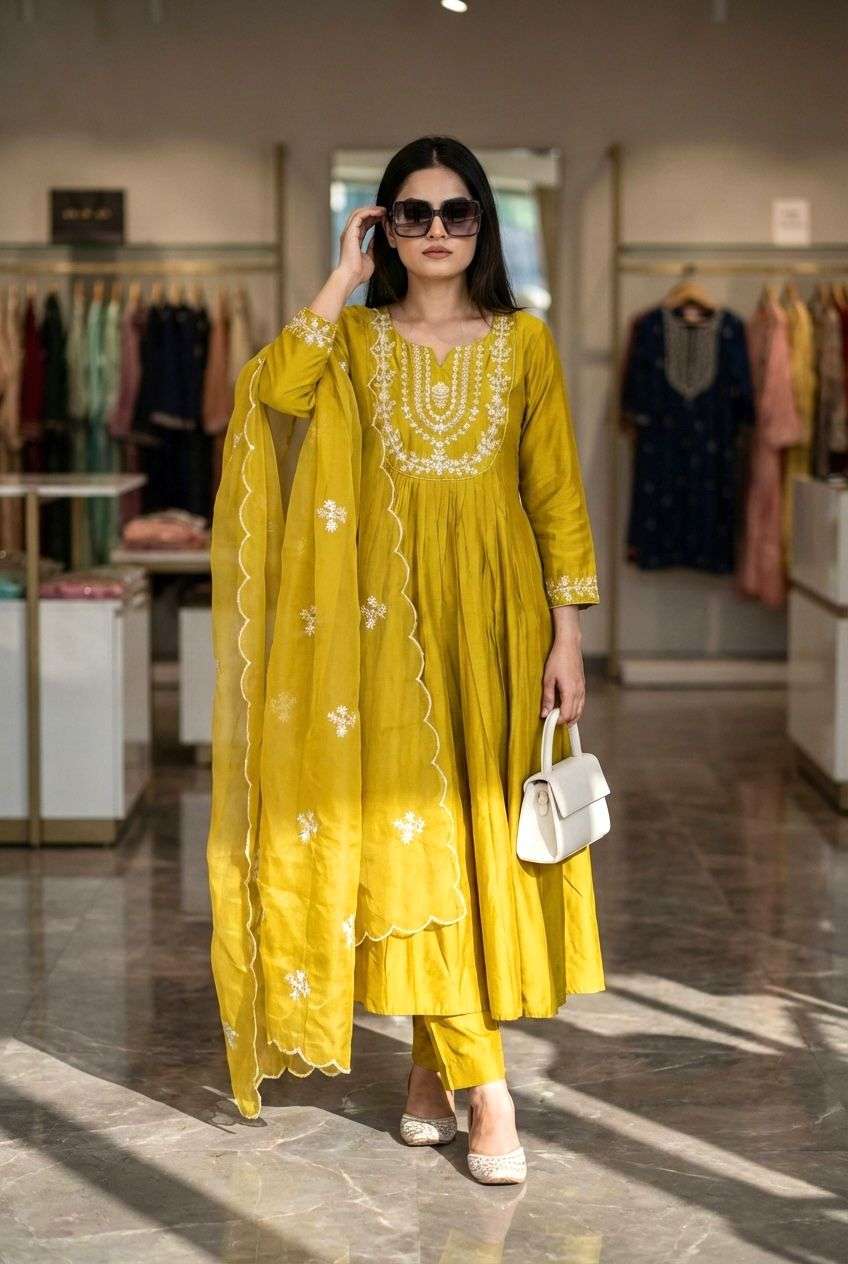 KF-658 BY ASLIWHOLESALE CHANDERI SILK EMBROIDERY STITCHED DRESSES-00096