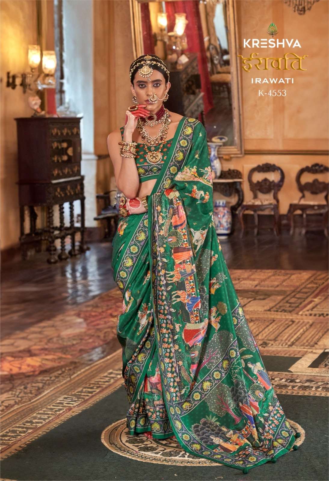 KRESHVA IRAWATI 4549 TO 4557 SERIES HEAVY SILK PRINTED SAREES-00028 