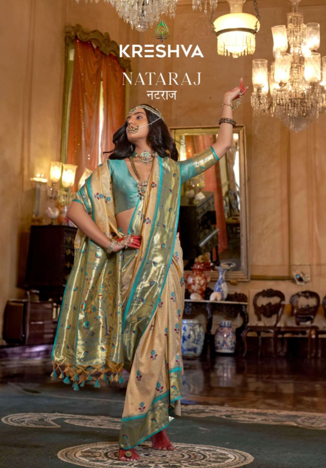 KRESHVA NATARAJ 4527 TO 4532 SERIES SILK ORGANZA SAREES-00137