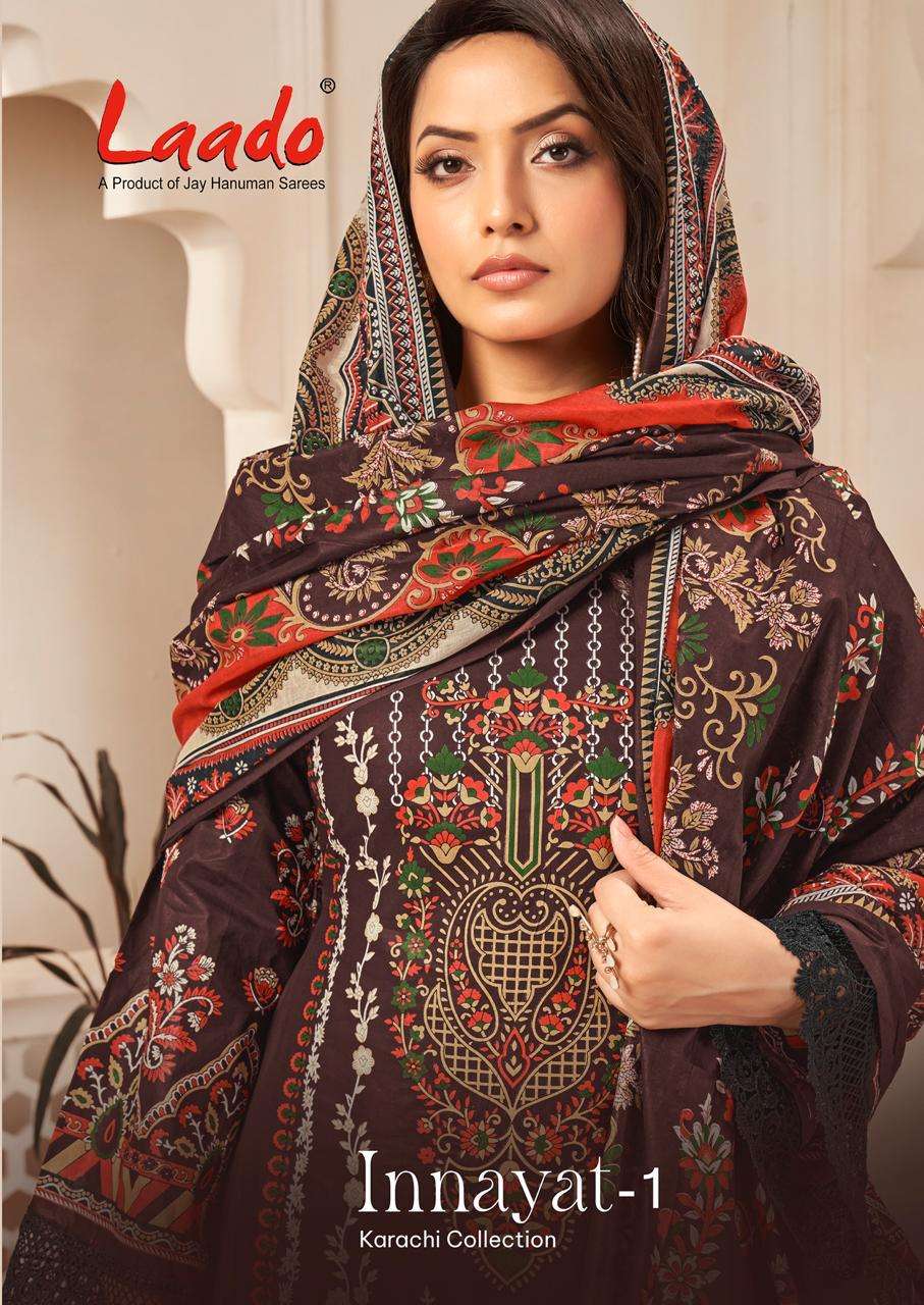 LAADO INNAYAT VOL-01 1001 TO 1008 SERIES COTTON PRINTED DRESSES-00062