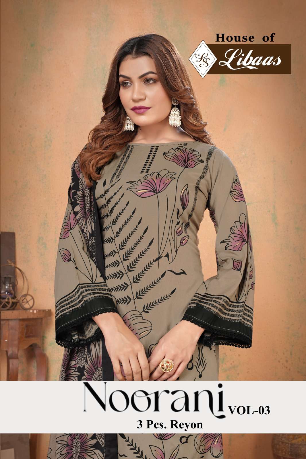 LIBAAS NOORANI VOL-03 3001 TO 3005 SERIES PURE RAYON PRINTED PAKISTANI DRESSES-00201