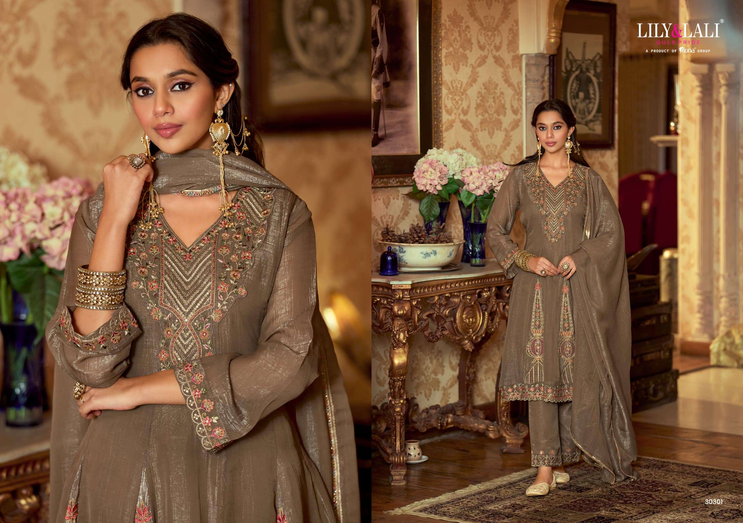 LILY AND LALI GULNAAR 30301 TO 30304 SERIES PURE SILK EMBROIDERY DRESSES-00028