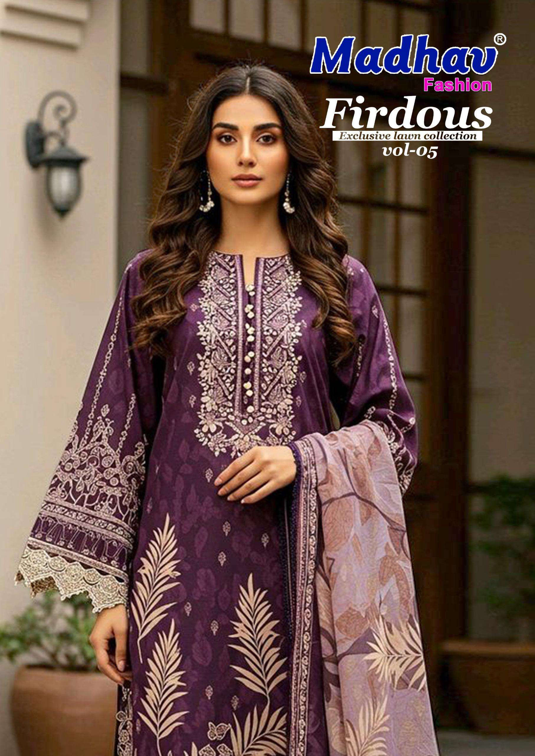 MADHAV FASHION FIRDOUS VOL-05 LAWN COTTON PRINTED PAKISTANI DRESSES-00062