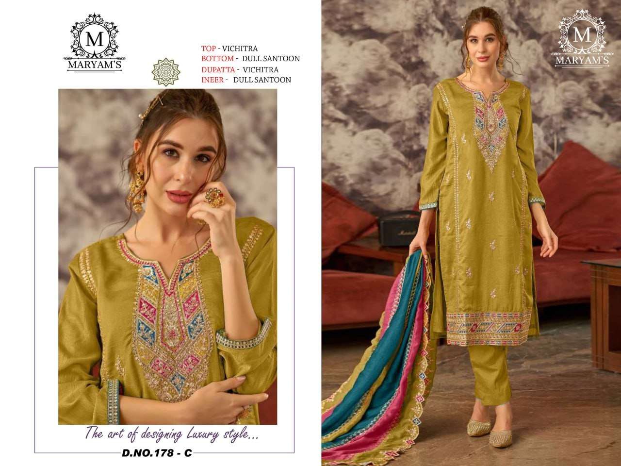 MARYAM’S - 178 HEAVY VICHITRA SILK EMBROIDERY DRESSES - 00022