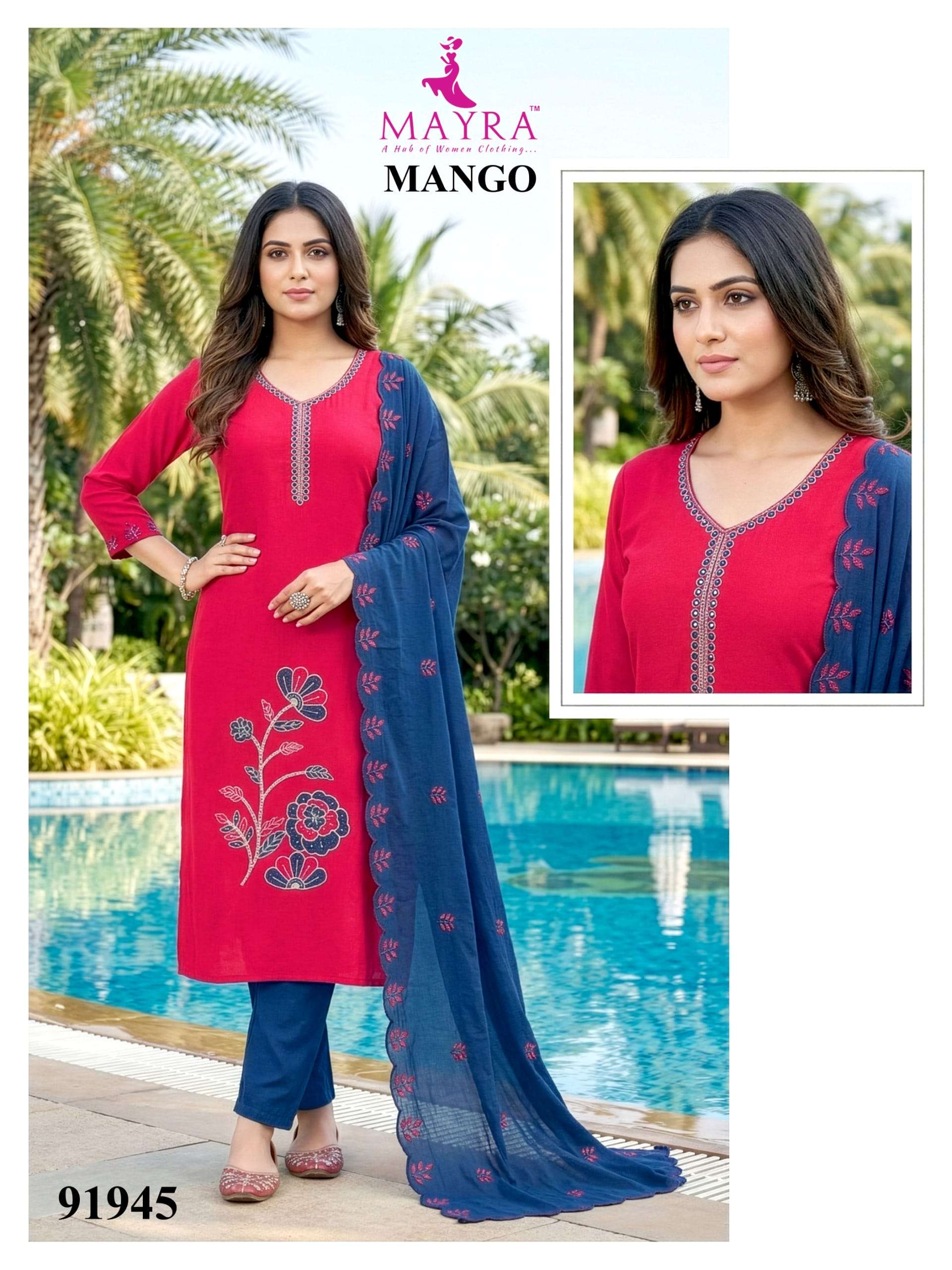 MAYRA MANGO 91940 TO 91947 SERIES ROMAN SILK EMBROIDERY DRESSES SET-00320