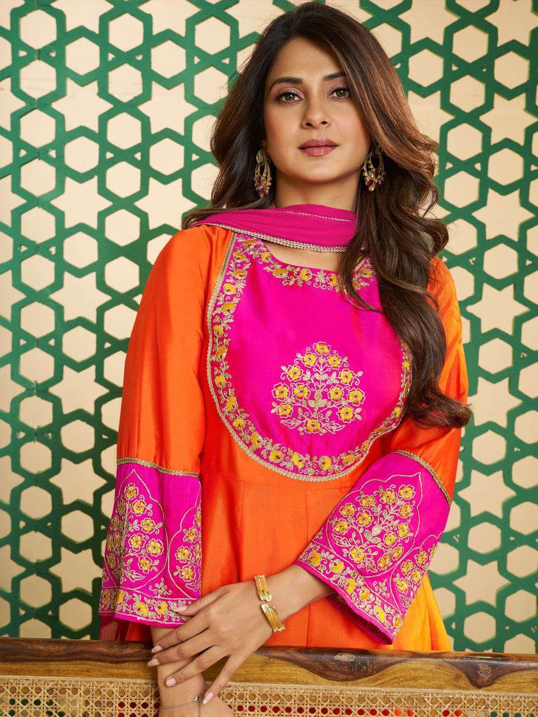 MEERA BY ASLIWHOLESALE VISCOSE CHANDERI EMBROIDERY DRESSES - 00264