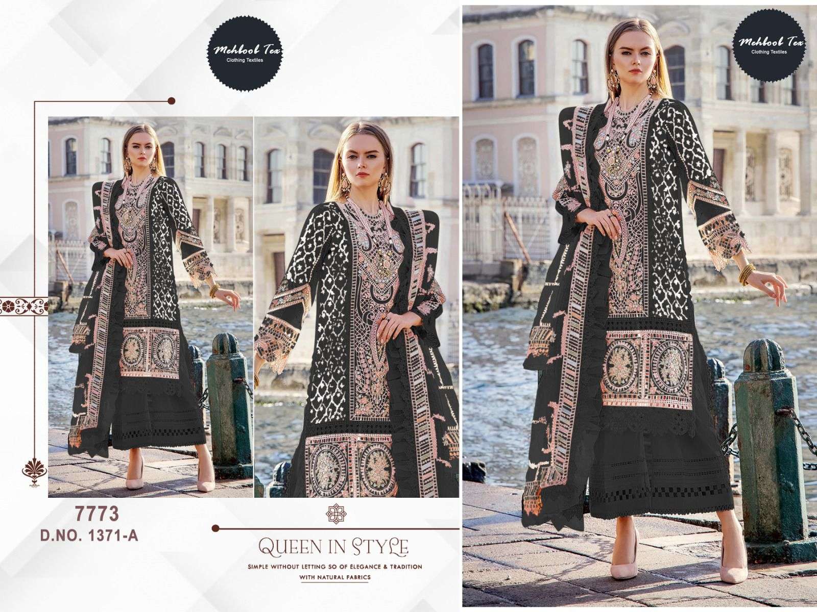 MEHBOOB TEX 1371 A TO B SERIES COTTON CHIKANKARI EMBROIDERY PAKISTANI SUITS-00062