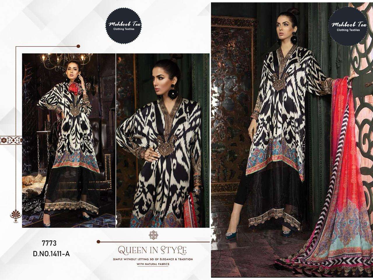 MEHBOOB TEX 1411 A TO B SERIES PURE COTTON EMBROIDERY PAKISTANI DRESSES-00062