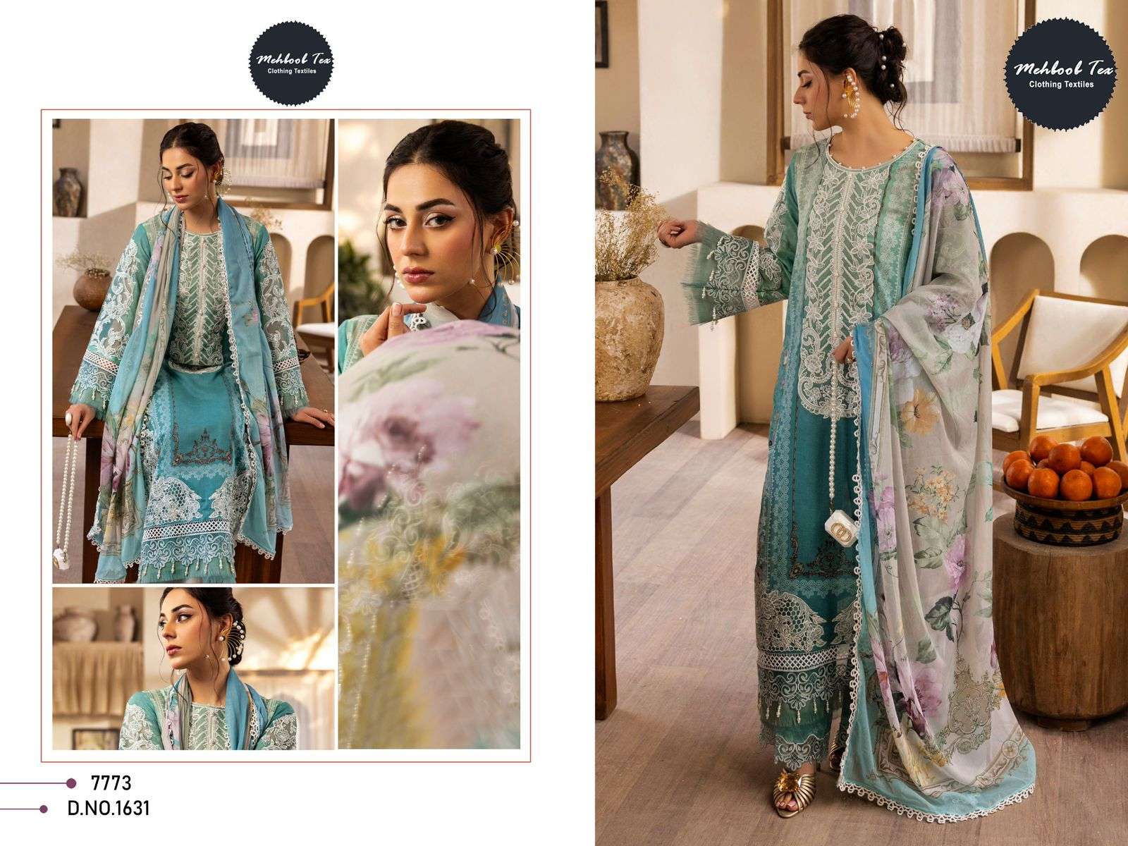 MEHBOOB TEX 1631 PURE COTTON EMBROIDERY PAKISTANI DRESS-00071
