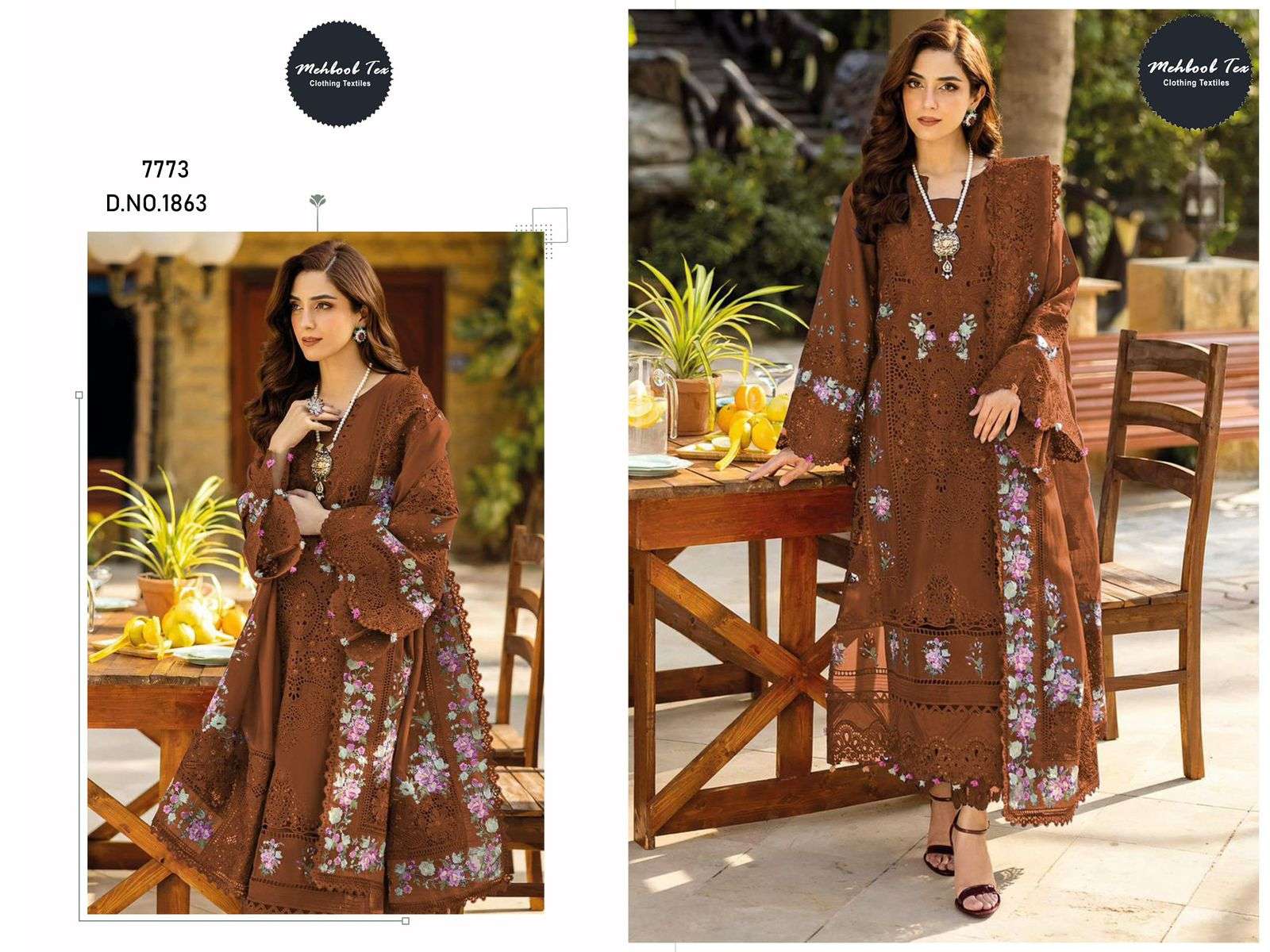 MEHBOOB TEX 1675 OR 1863 SERIES PURE COTTON EMBROIDERY PAKISTANI DRESSES-00071