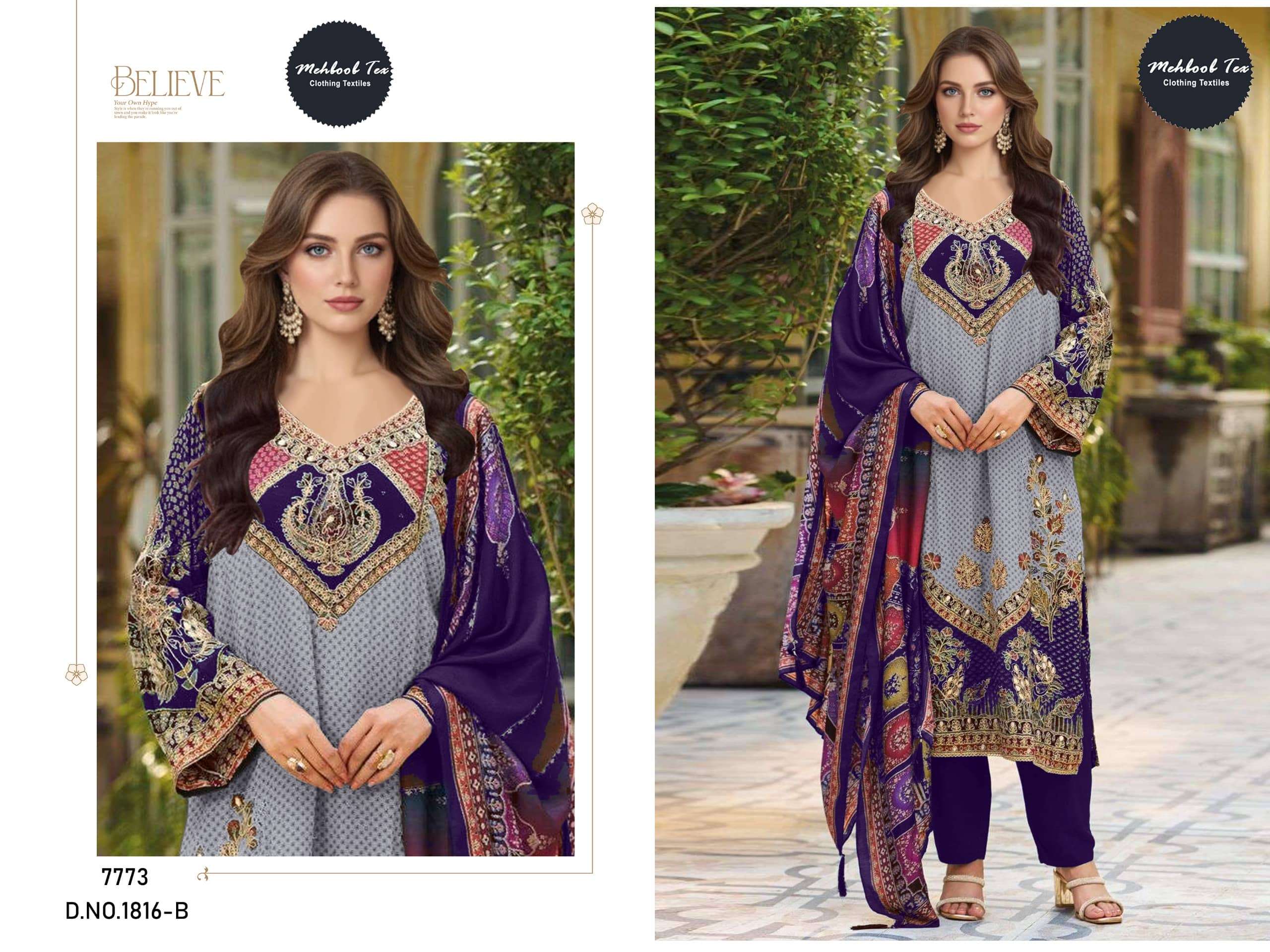 MEHBOOB TEX 1816 A TO B SERIES PURE VISCOSE MUSLIN PRINTED PAKISTANI DRESSES-00062