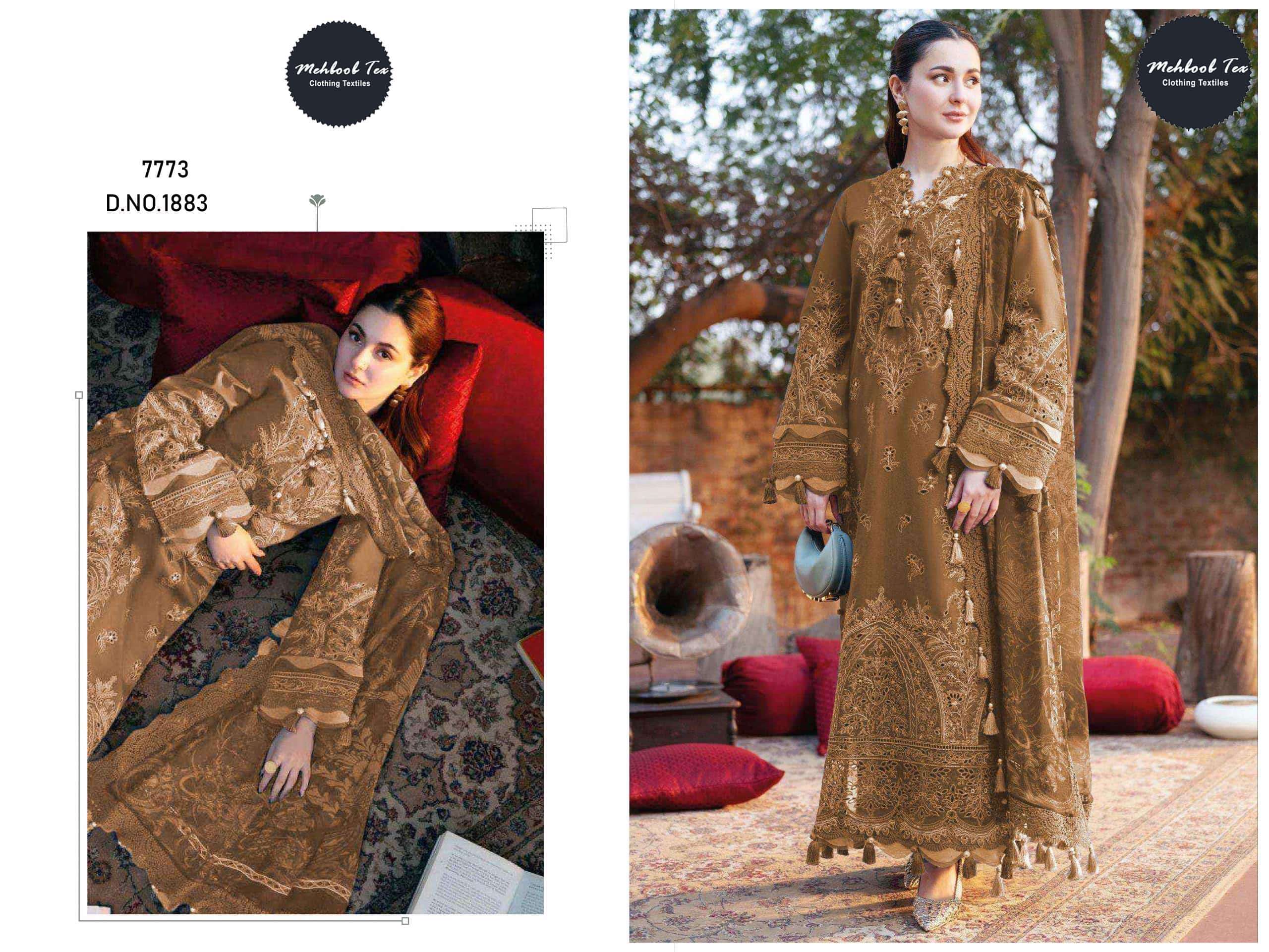 MEHBOOB TEX 1883 PURE CAMBRIC COTTON EMBROIDERY PAKISTANI DRESS-00071