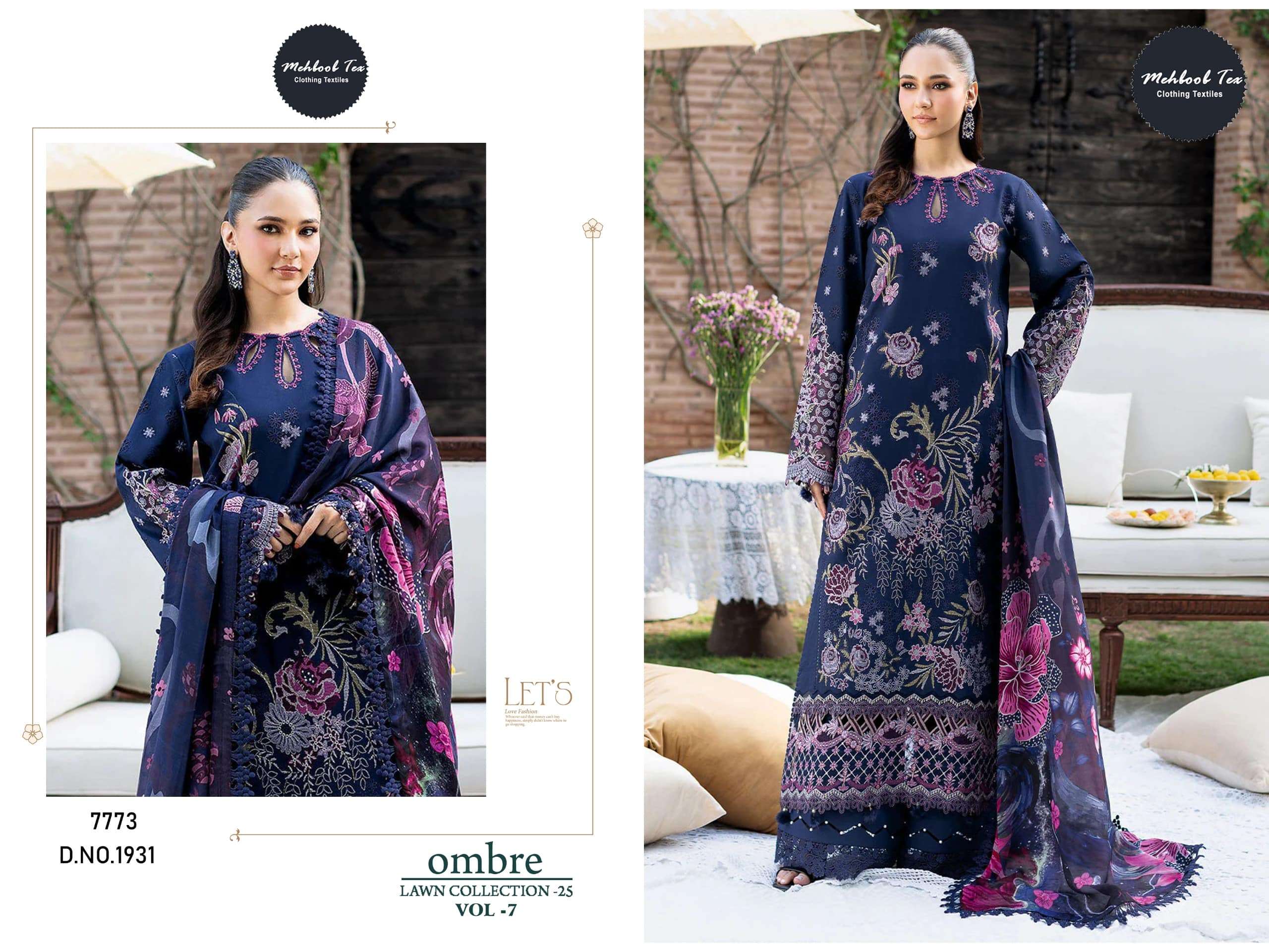 MEHBOOB TEX OMBRE LAWN VOL-07 1930 TO 1935 SERIES PURE COTTON EMBROIDERY PAKISTANI DRESSES-00071