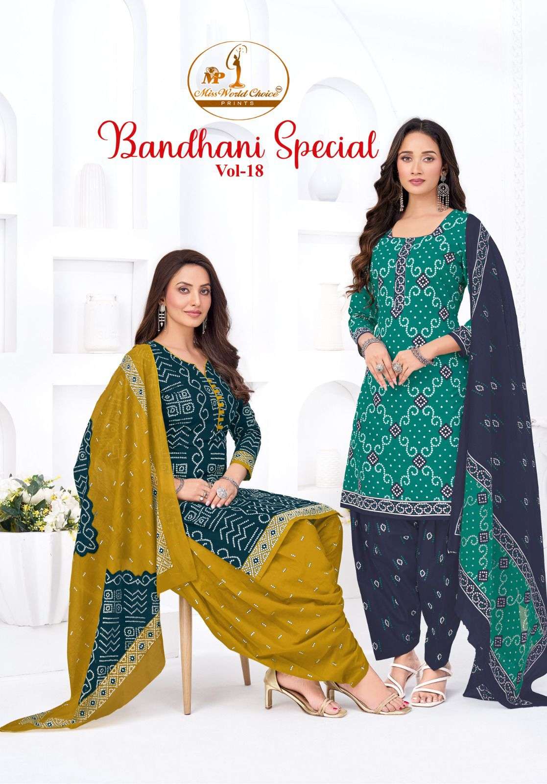 MISS WORLD BANDHANI VOL-18 18001 TO 18010 SERIES COTTON BANDHANI PRINTED DRESSES-00015