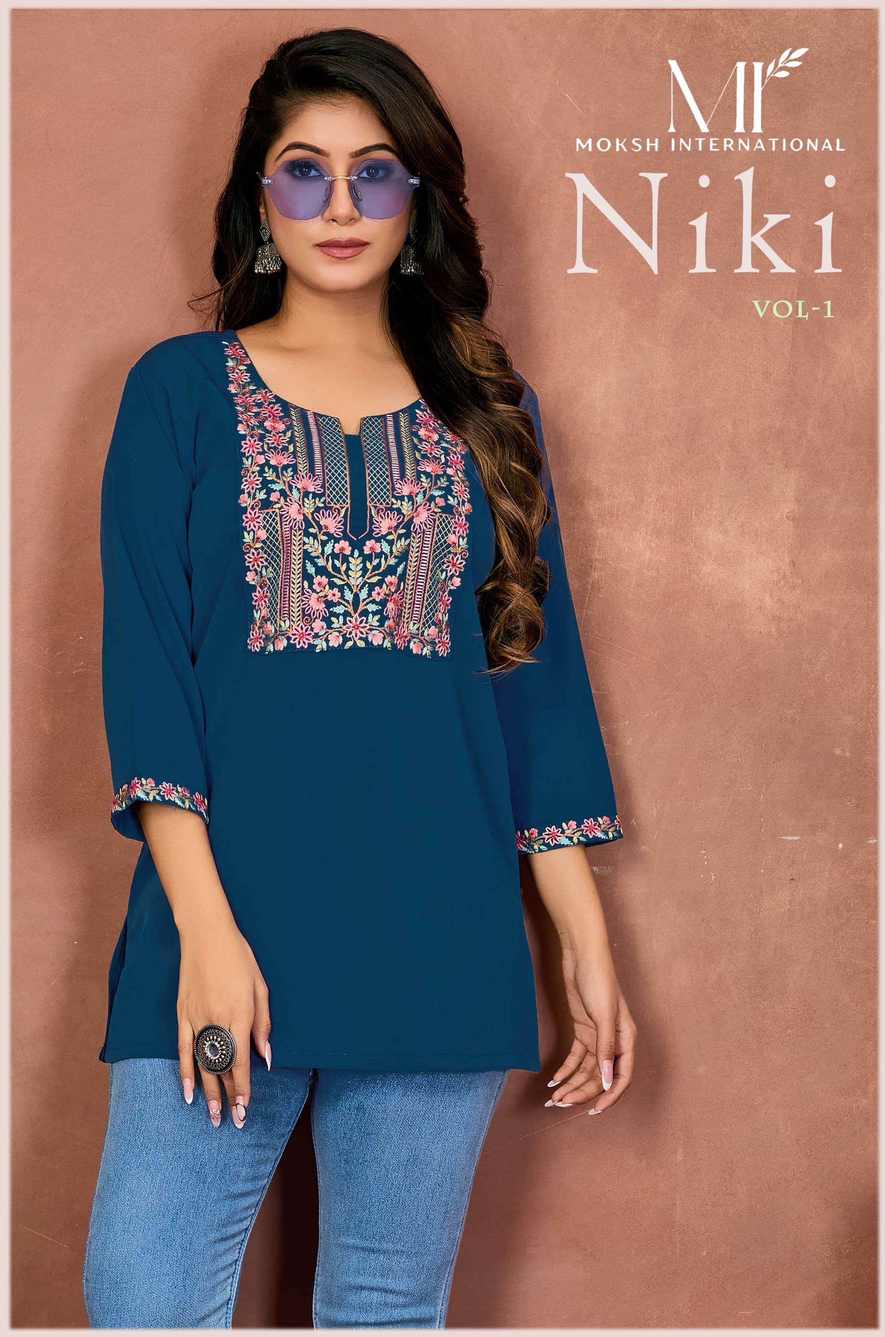 MOKSH INTERNATIONAL NIKI VOL-1 401 TO 404 SERIES COTTON READYMADE TUNIC-00154