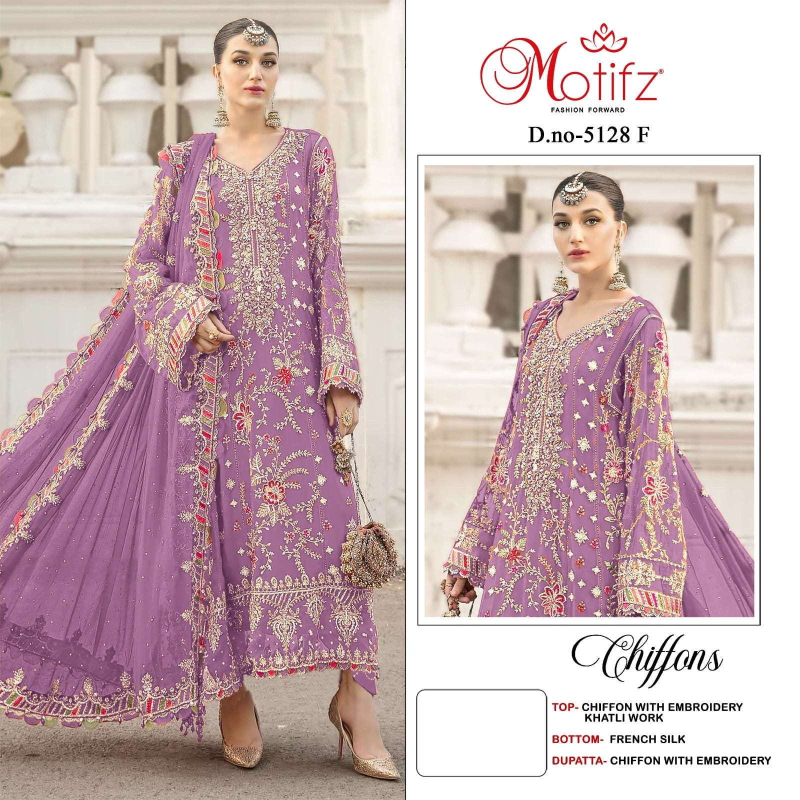 MOTIFZ 5128 PURE CHIFFON EMNROIDERY PAKISTANI DRESSES-00201