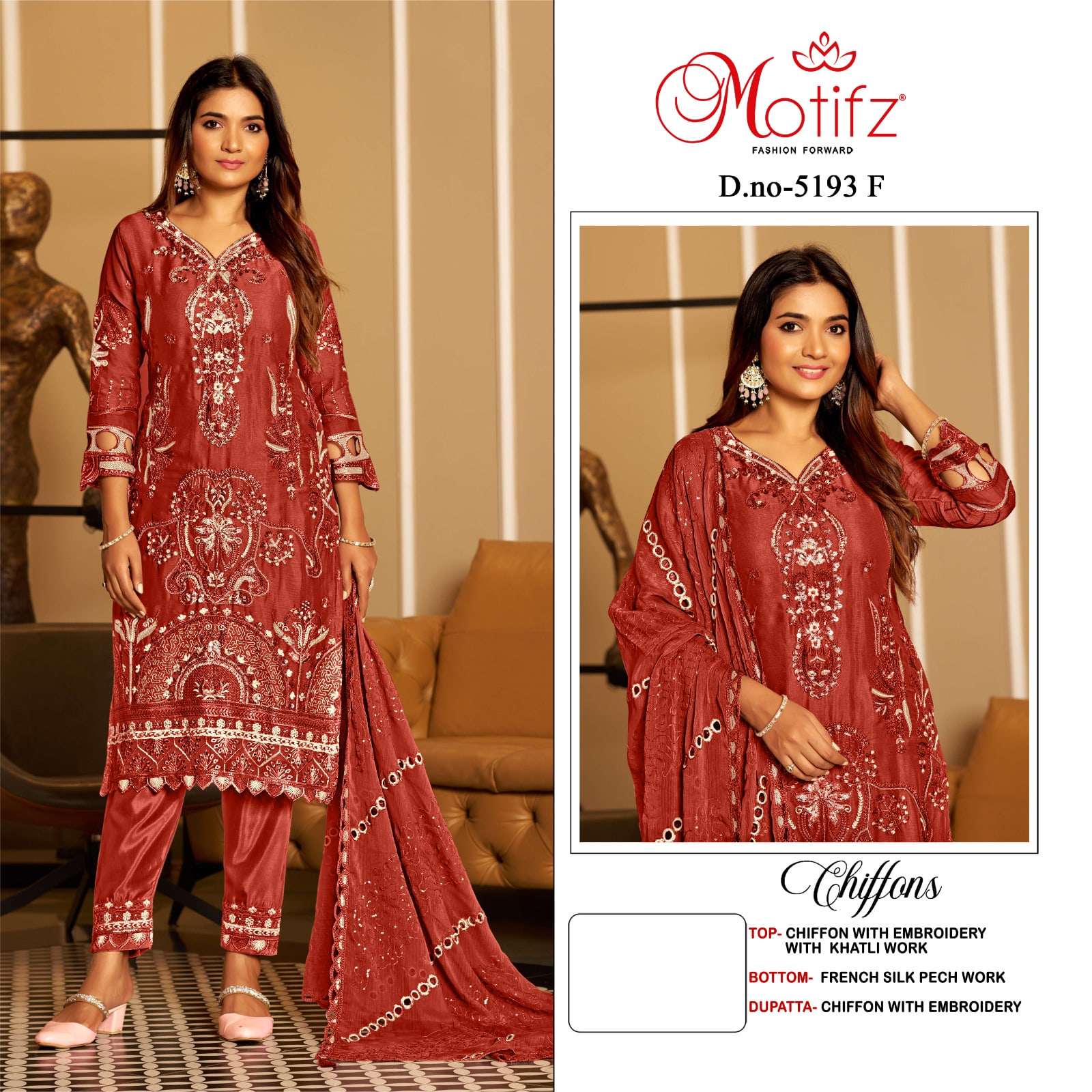 MOTIFZ 5193 F TO I SERIES PURE CHIFFON EMBROIDERY PAKISTANI DRESSES-00201