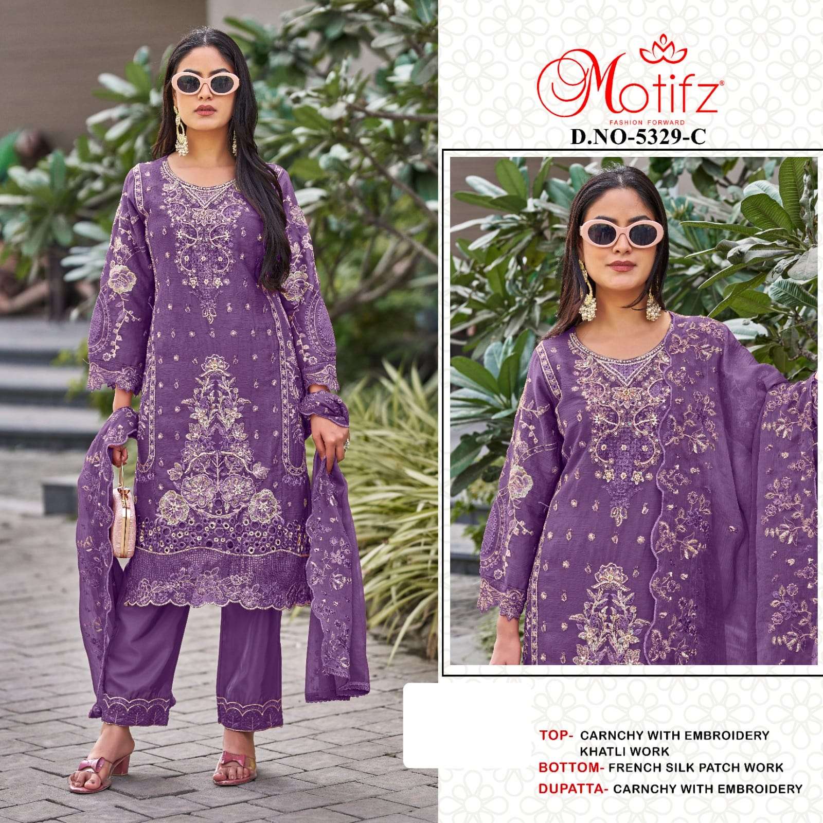 MOTIFZ 5329 A TO D SERIES PURE CRUNCHY EMBROIDERY PAKISTANI DRESSES-00201
