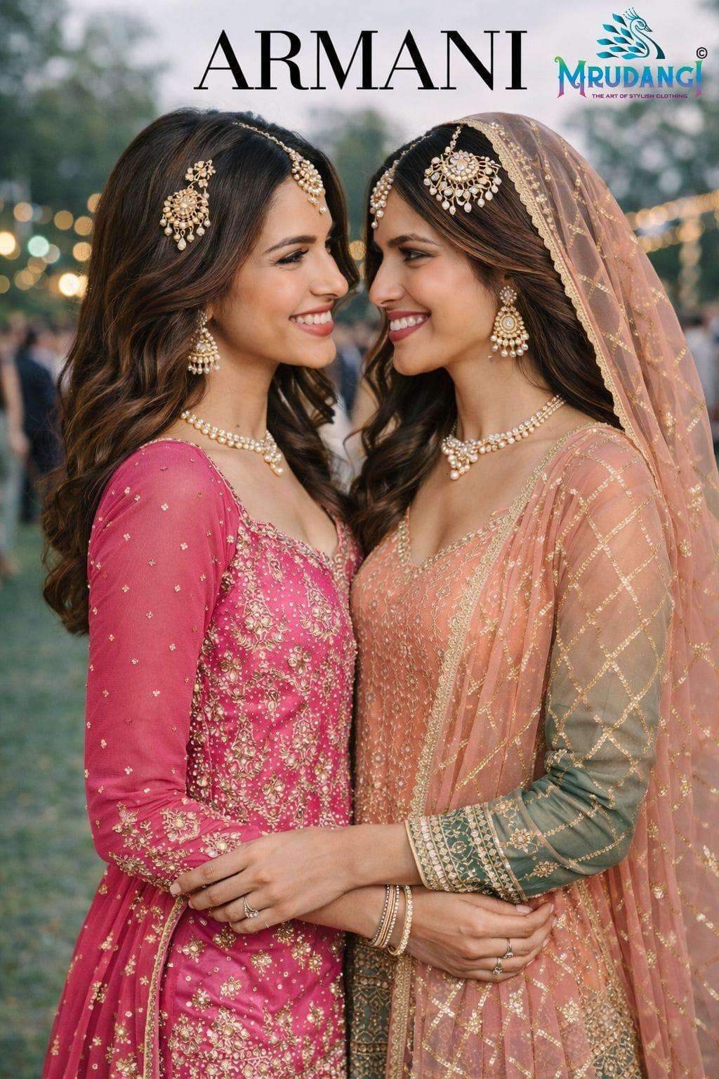 MRUDANGI ARMANI REAL GEROGETTE EMBROIDERY SHARARA SUITS - 00095