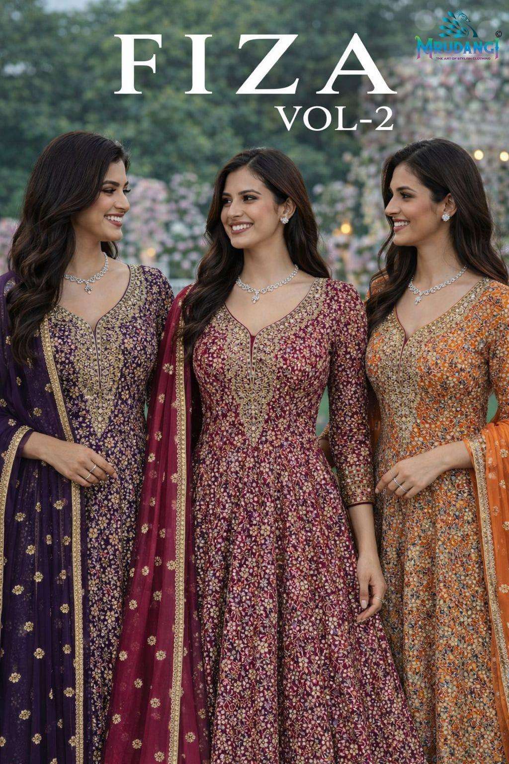 MRUDANGI FIZA VOL-2 PREMIUM REAL GEORGETTE EMBROIDERY GOWNS - 00095