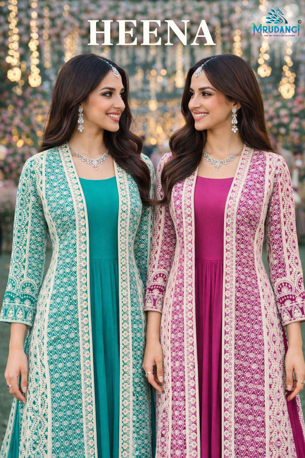 MRUDANGI HEENA PREMIUM REAL CHİNON SILK EMBROIDERY GOWNS - 00095