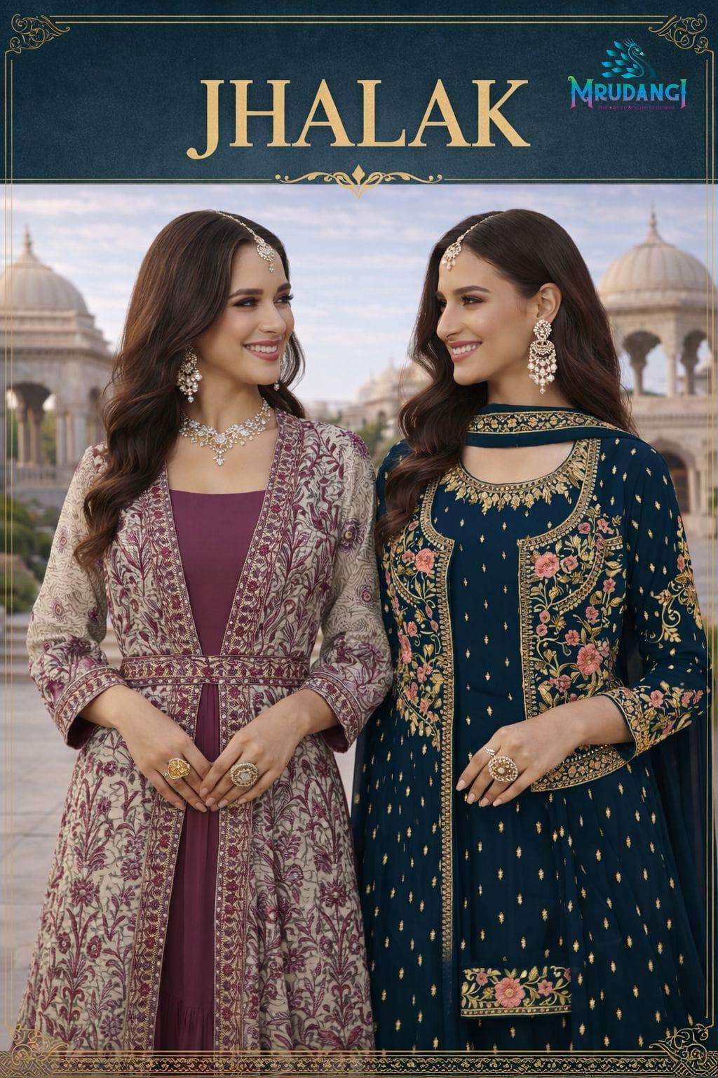 MRUDANGI JHALAK CHINON SILK EMBROIDERY STITCHED GOWNS - 00095