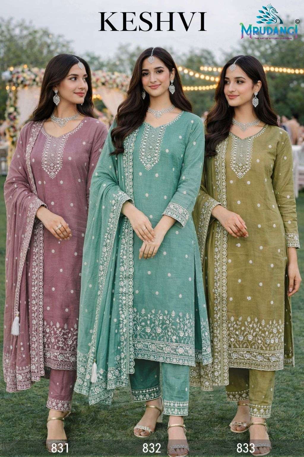 MRUDANGI KESHVI GOLD CRUSH EMBROIDERY READYMADE DRESSES-00095