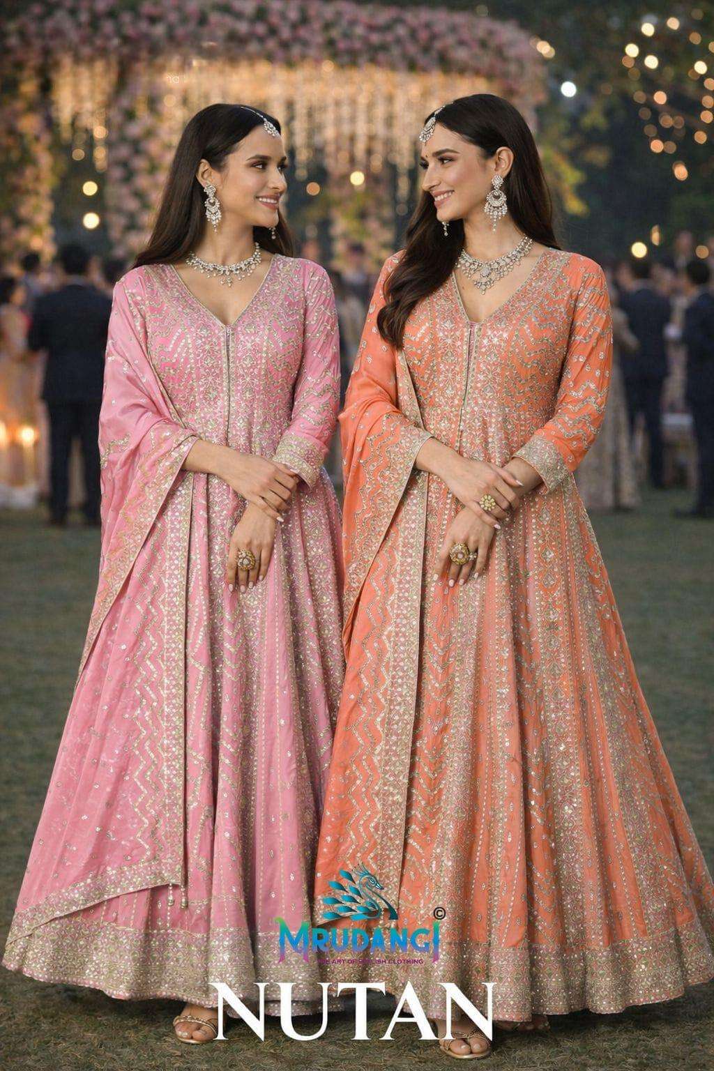 MRUDANGI NUTAN 840 TO 841 SERIES CHINON HEAVY EMBROIDERY GOWN-00095