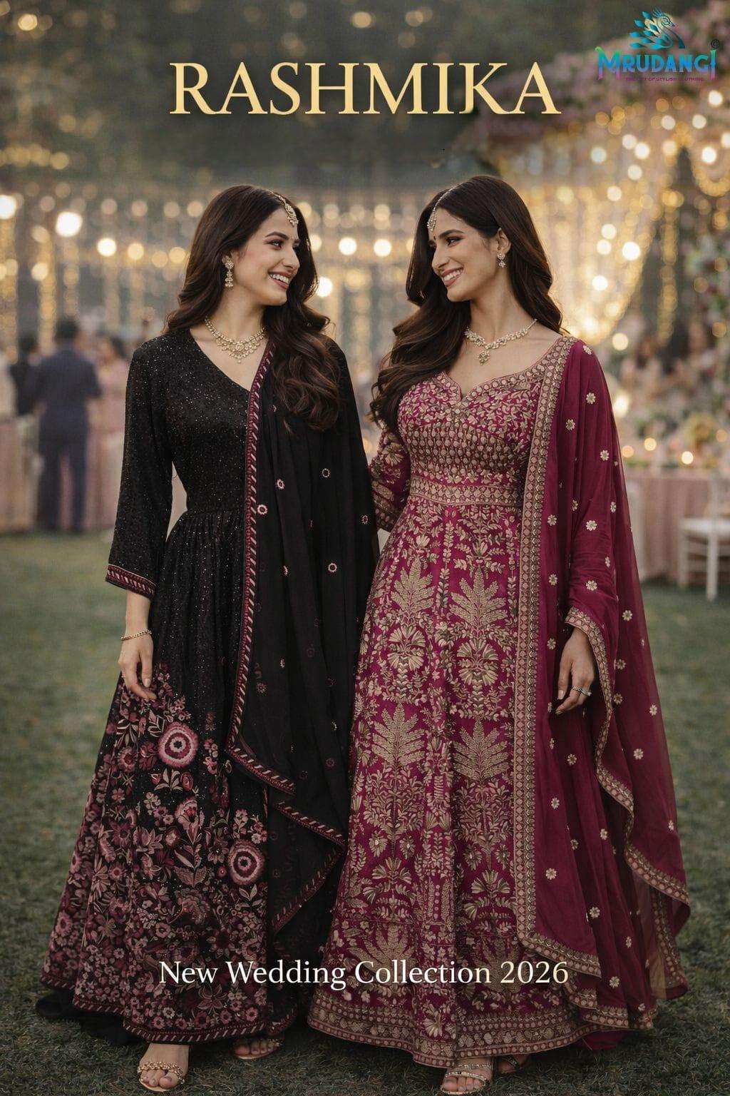MRUDANGI RASHMIKA PREMIUM REAL GEROGETTE EMBROIDERY GOWNS - 00095
