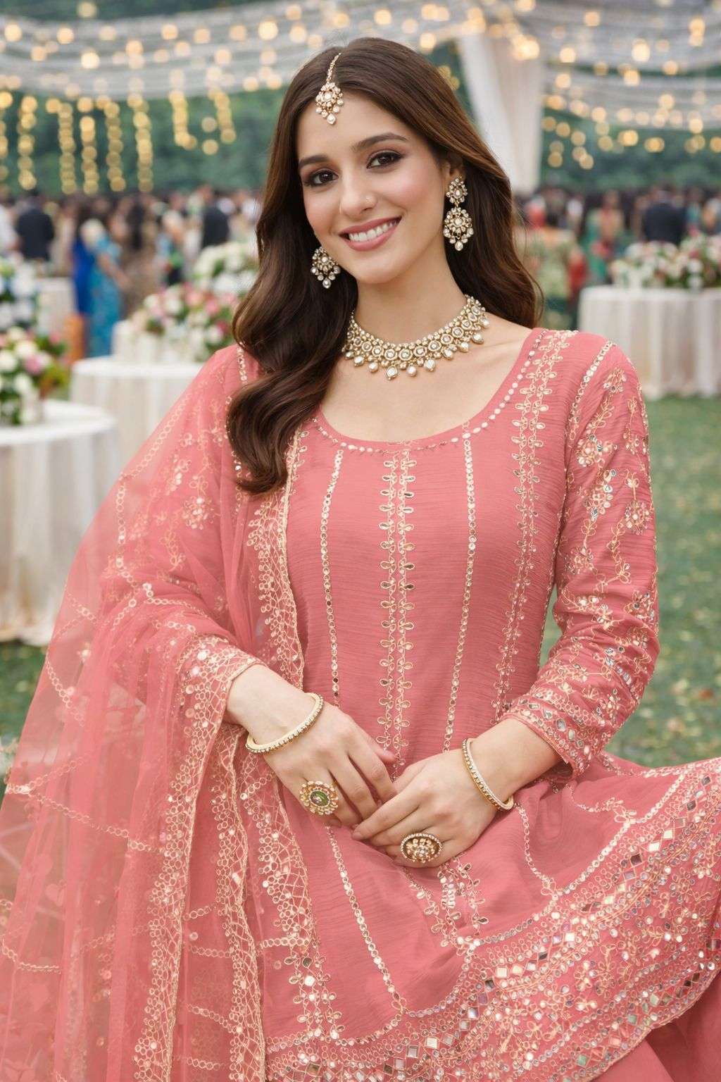 MRUDANGI RUBY VOL-2 EMBROIDERY CHINON SHARARA SUITS - 00095