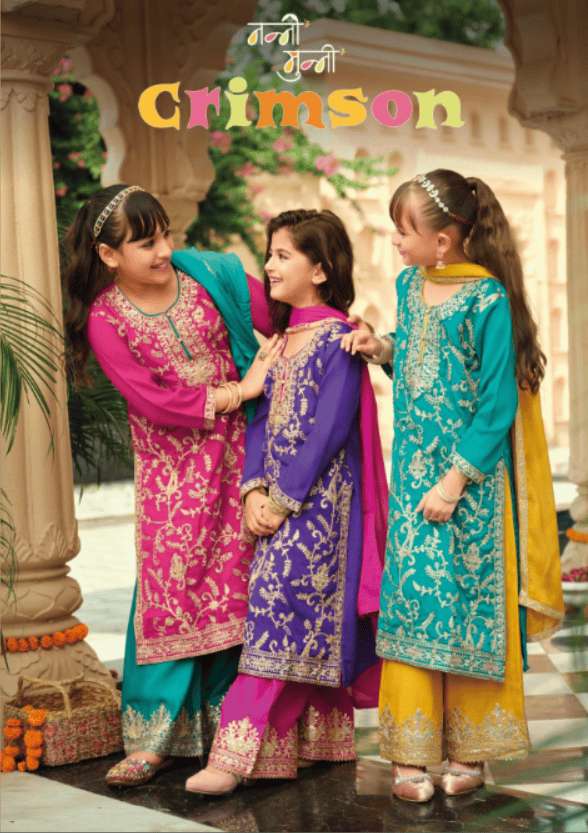 NANNI-MUNNI CRIMSON 14 TO 16 SERIES CHINON EMBROIDERY STITCHED DRESSES-00289