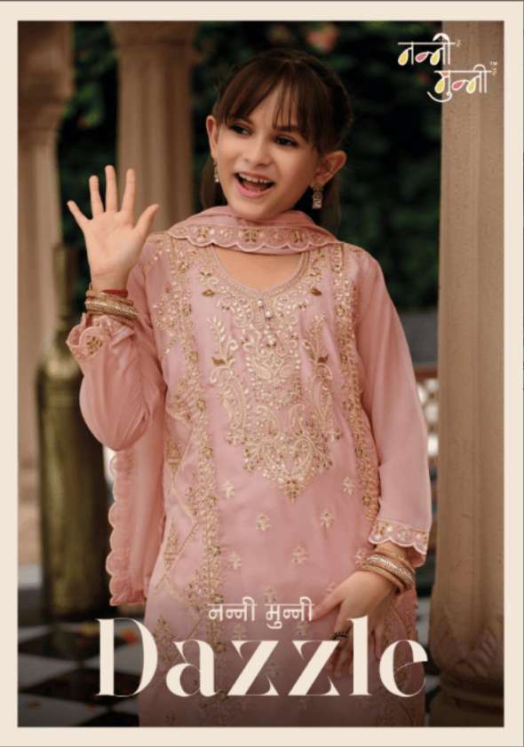 NANNI-MUNNI DAZZLE 23 TO 25 SERIES ORGANZA EMBROIDERY STITCHED GIRLS WEAR-00289