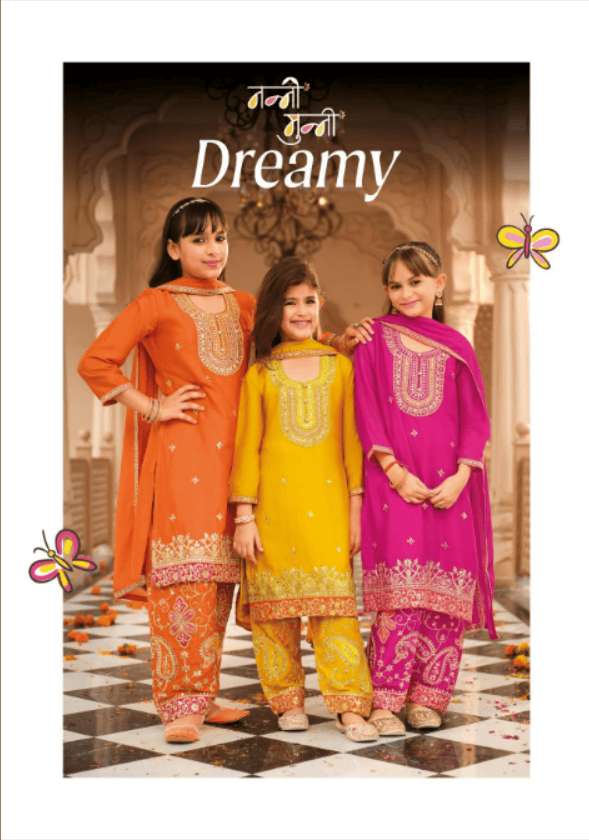 NANNI-MUNNI DREAMY 01 TO 03 SERIES CHINON EMBROIDERY STITCHED KIDS DRESSES-00289