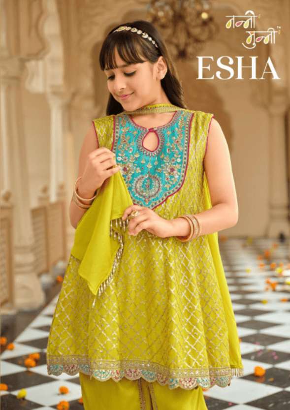 NANNI-MUNNI ESHA 39 TO 41 SERIES CHINON PUNJABI PATIYALA EMBROIDERY SUITS SET-00289