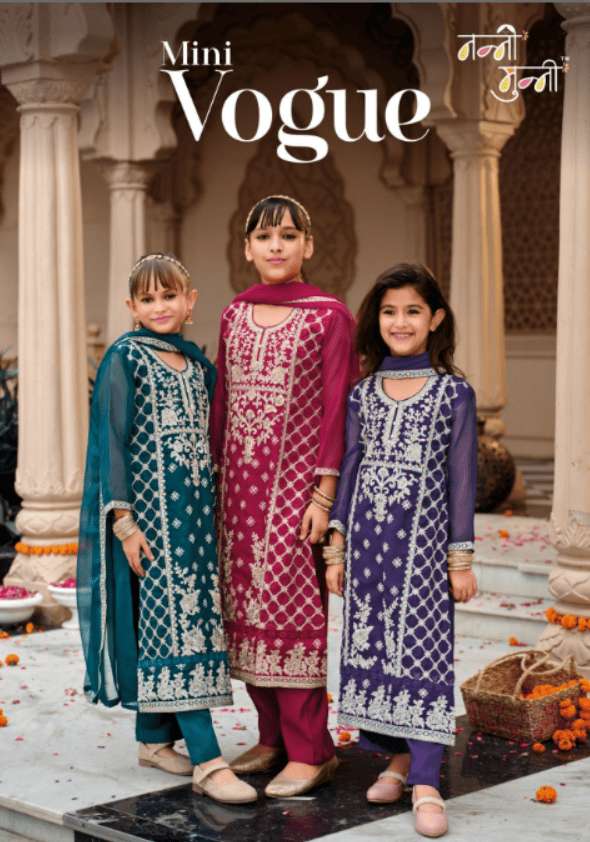 NANNI-MUNNI MINI VOGUE 20 TO 22 SERIES ORGANZA STITCHED KIDS WEAR DRESSES-00289