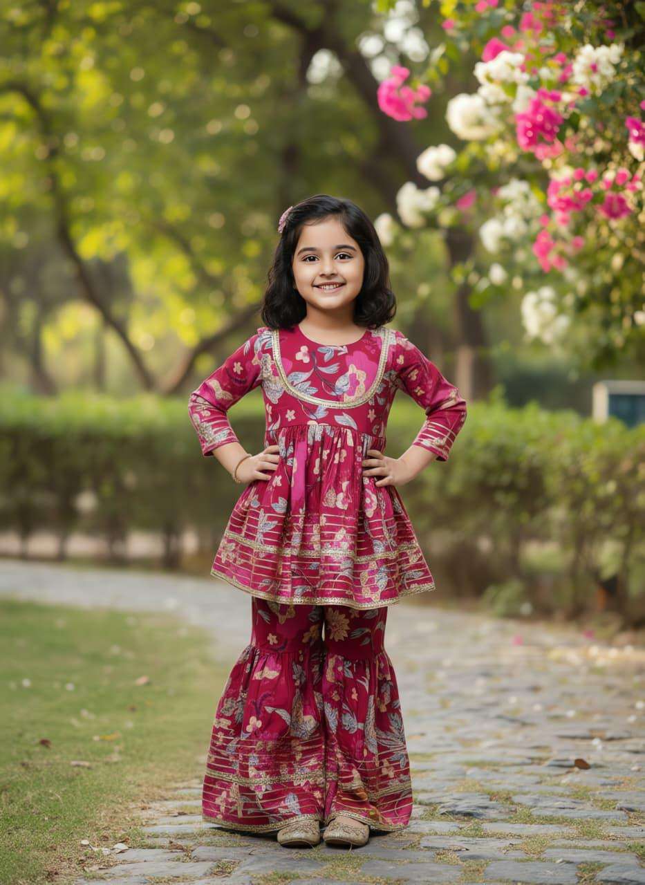 NEETI VOL-53 BY ASLIWHOLESALE COTTON PRINTED KIDS SHARARA KURTIS-00239