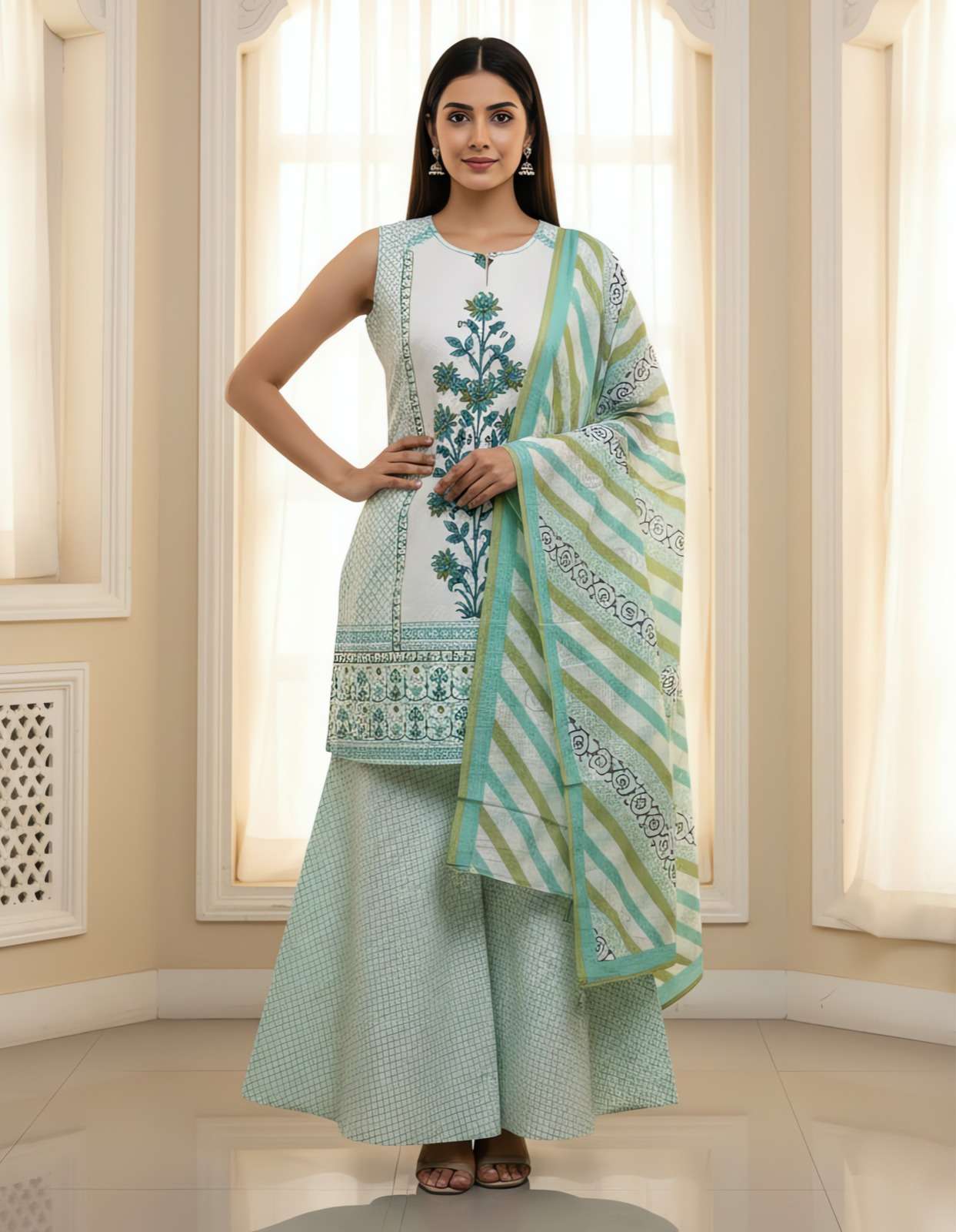 NEETI VOL-54 BY ASLIWHOLESALE COTTON PRINTED SHARARA DRESSES-00239