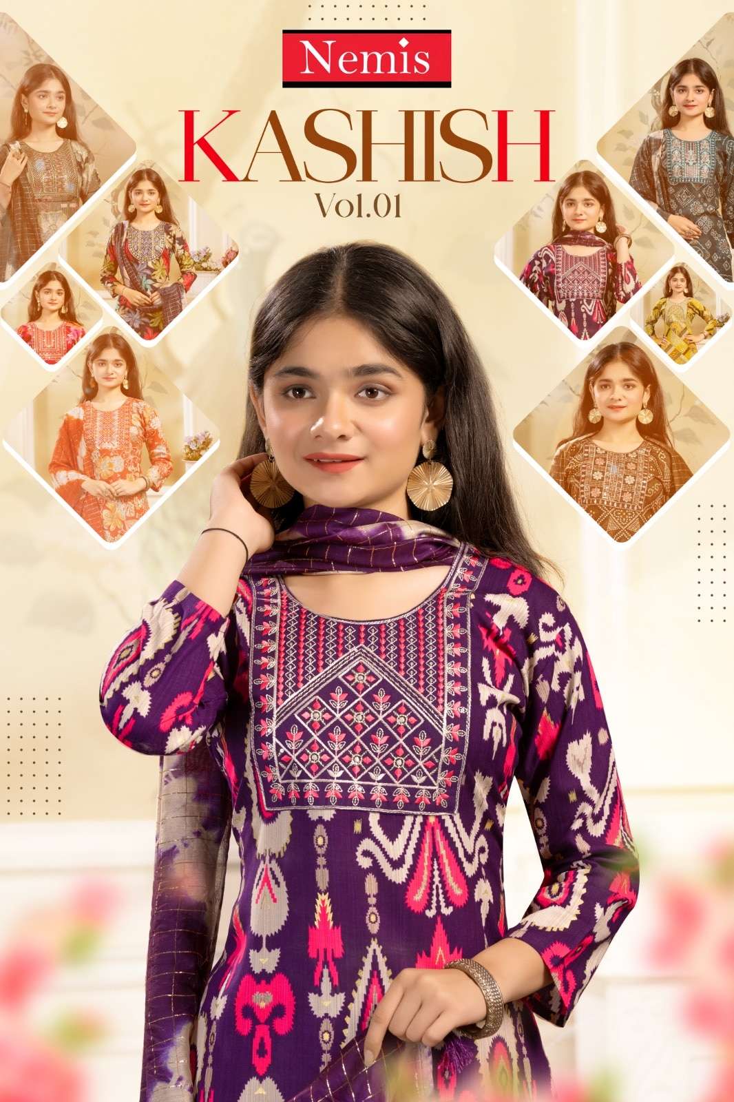 NEMIS KASHISH VOL-01 1001 TO 1008 SERIES PURE RAYON PRINTED DRESSES-00140