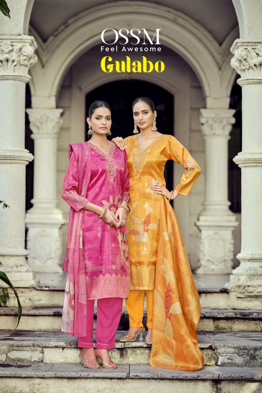 OSSM GULABO 1001 TO 1006 SERIES JACQUARD SILK EMBROIDERY DRESSES-00014